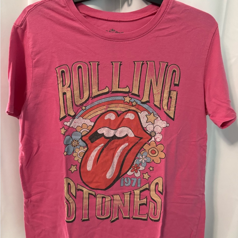 The Rolling Stones Pink Tee with Iconic Logo
